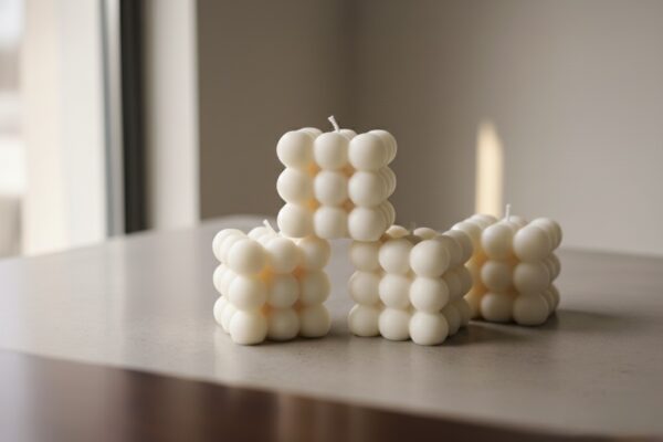 Square Bubble Candle Set of 3