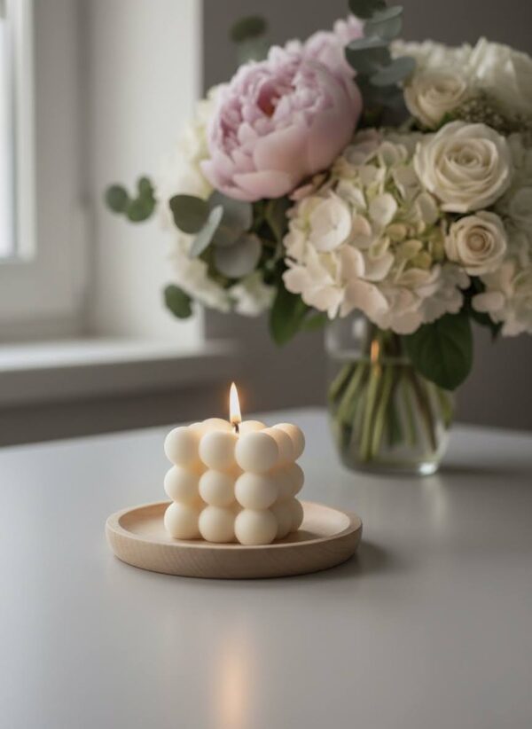 Scented Rose Square Bubble Candle – Soy Wax Pack of 3