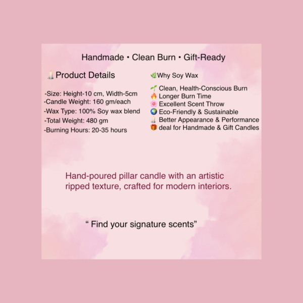 Ripped Pillar Soy Wax Scented Candle Set of 3