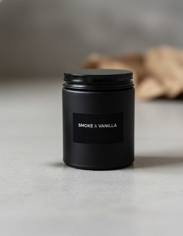 Smoke & Vanilla Scented Jar Candle