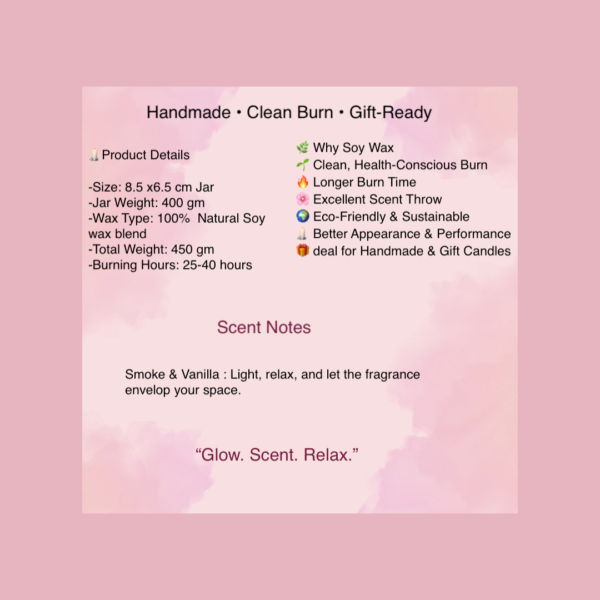 Smoke & Vanilla Scented Jar Candle