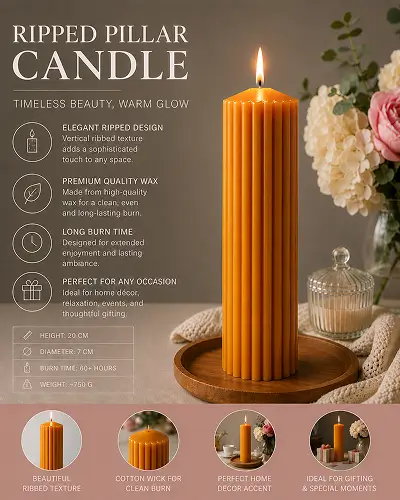 Big Size Ripped Pillar Scented Candle - Image 2