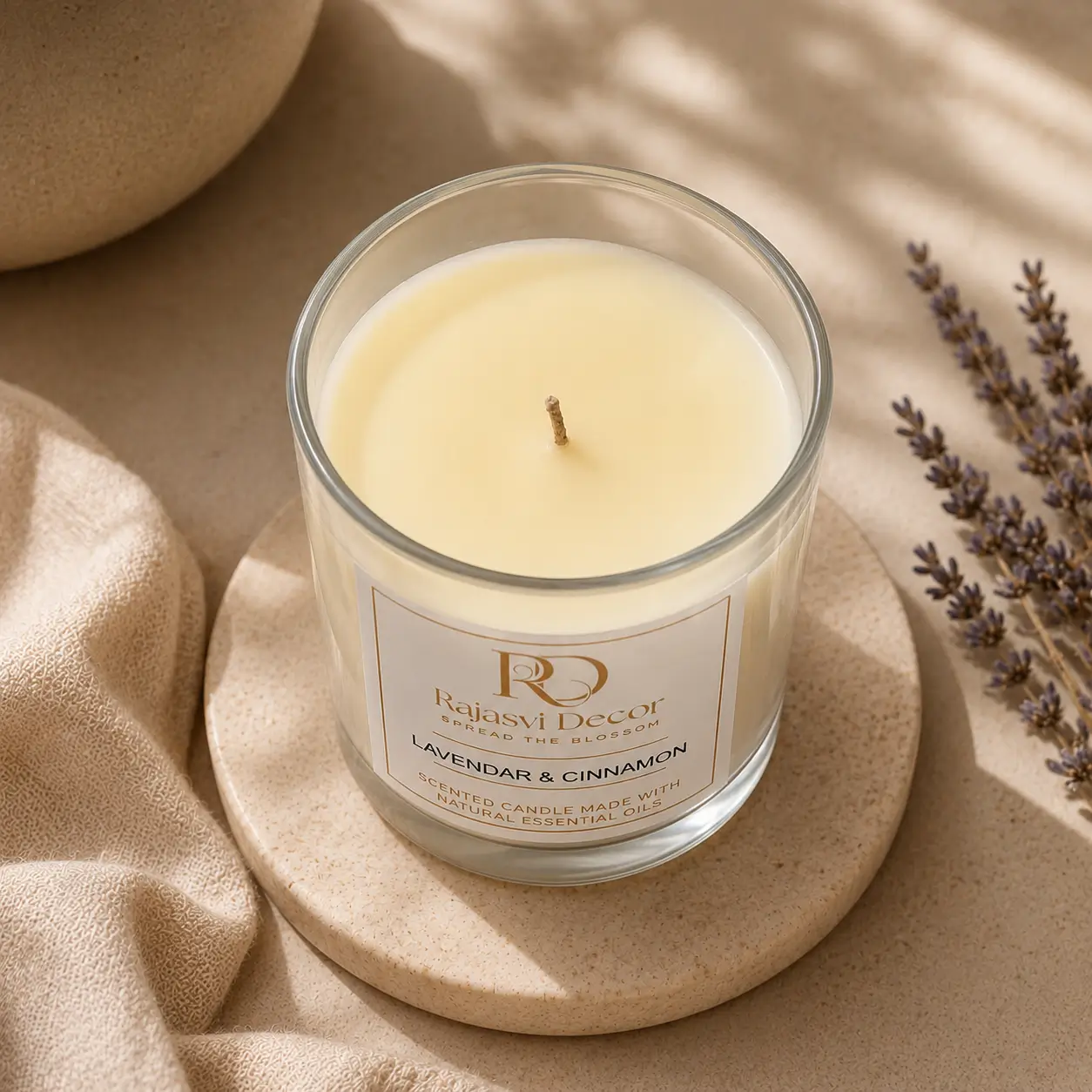 Lavender & Cinnamon Scented Soy Wax Candle - Image 3