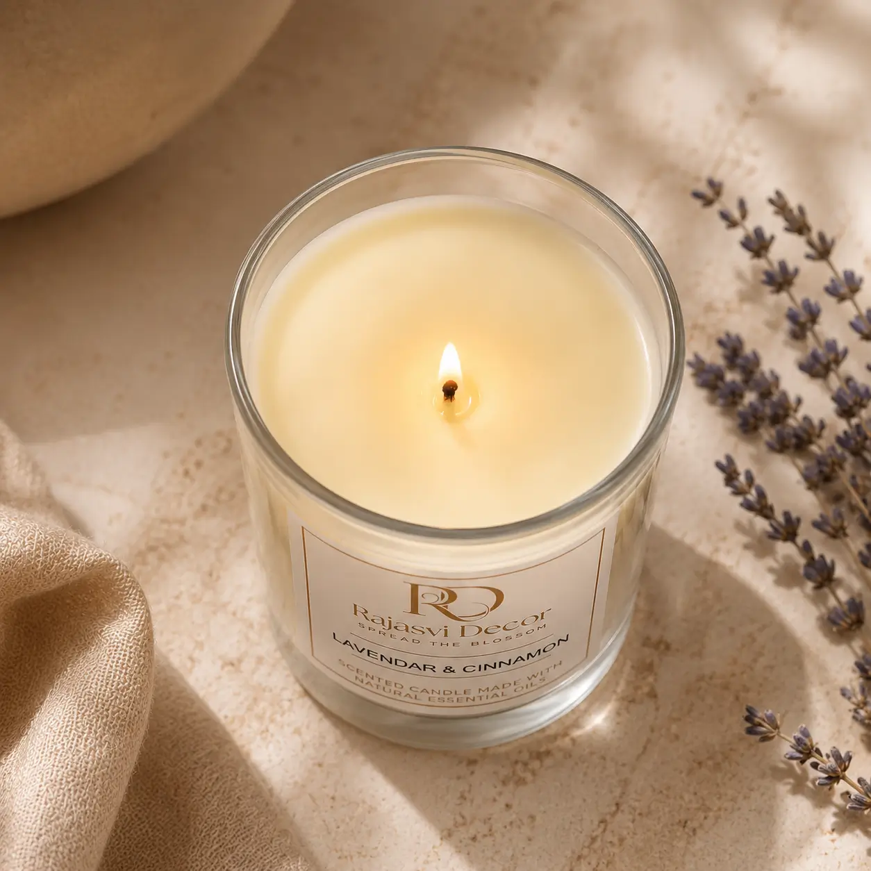 Lavender & Cinnamon Scented Soy Wax Candle - Image 4