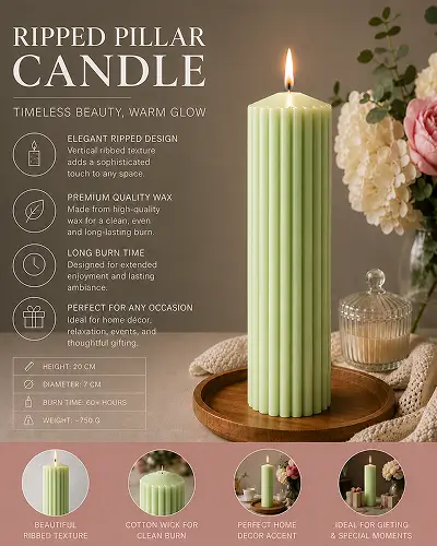 Big Size Ripped Pillar Scented Candle - Image 7