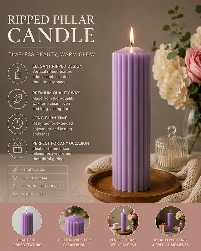 Big Size Ripped Pillar Scented Candle - Image 3