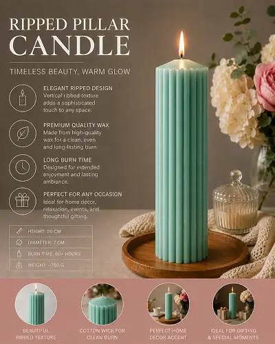 Big Size Ripped Pillar Scented Candle - Image 4