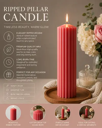 Big Size Ripped Pillar Scented Candle - Image 5